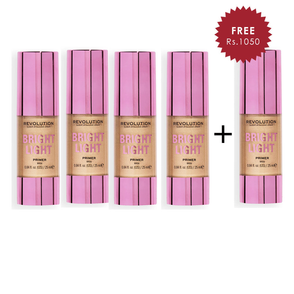 Makeup Revolution Bright Lights Primer 4pc Set + 1 Full Size Product Worth 25% Value Free