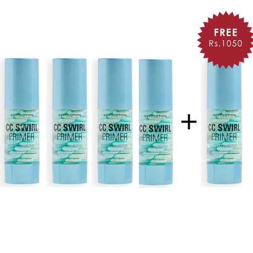 Makeup Revolution CC Swirl Primer 4pc Set + 1 Full Size Product Worth 25% Value Free