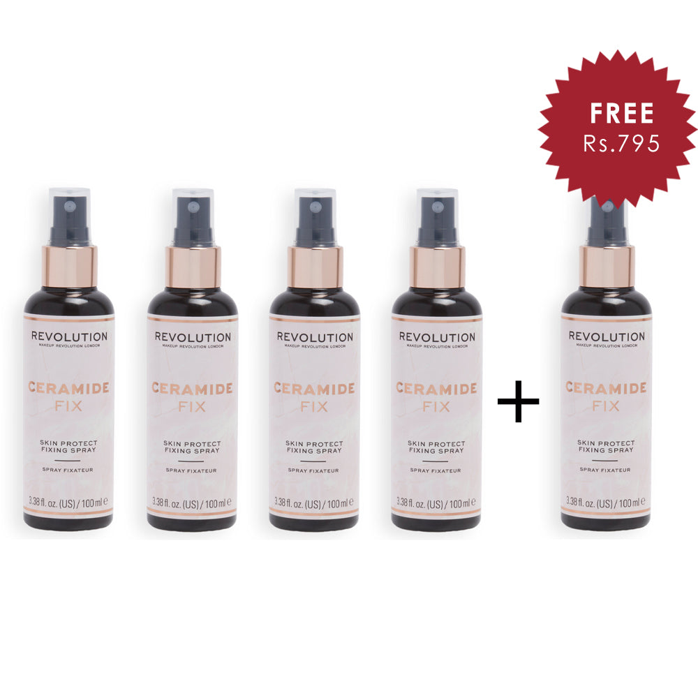 Makeup Revolution Ceramide Fix Fixing Spray 4pc Set + 1 Full Size Product Worth 25% Value Free