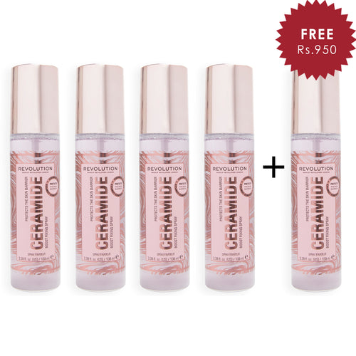 Makeup Revolution Ceramide Boost Fixing Spray 4pc Set + 1 Full Size Product Worth 25% Value Free