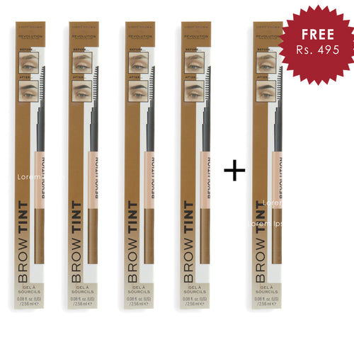 Makeup Revolution Colour Adapt Brow Tint Light Brown 4pc Set + 1 Full Size Product Worth 25% Value Free