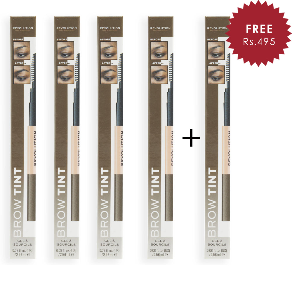 Makeup Revolution Colour Adapt Brow Tint Dark Brown 4pc Set + 1 Full Size Product Worth 25% Value Free