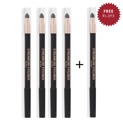 Makeup Revolution Streamline Waterline Eyeliner Pencil Black 4pc Set + 1 Full Size Product Worth 25% Value Free