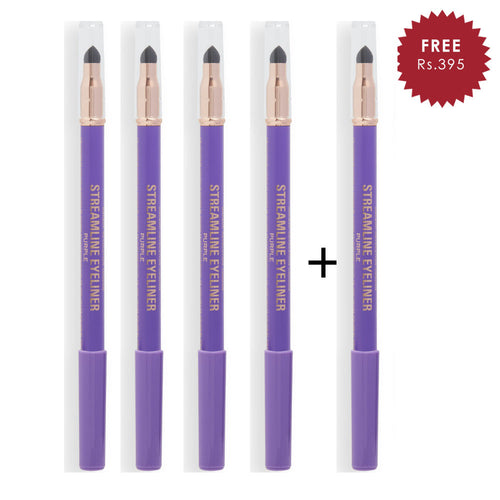 Makeup Revolution Streamline Waterline Eyeliner Pencil Purple 4pc Set + 1 Full Size Product Worth 25% Value Free