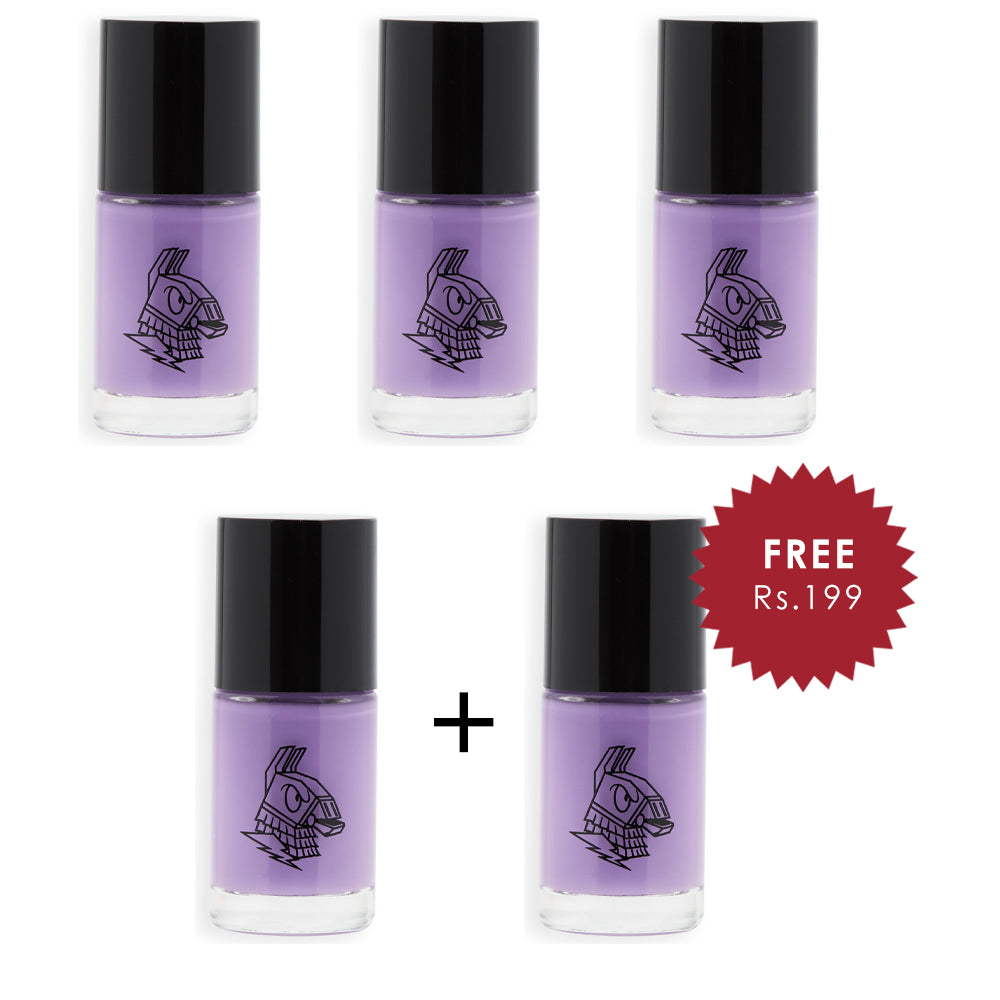 Makeup Revolution X Fortnite Supply LLama Nail Polish 4pc Set + 1 Full Size Product Worth 25% Value Free