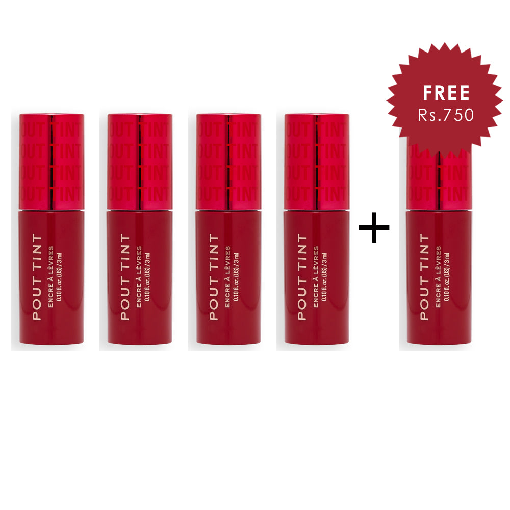 Makeup Revolution Pout Tint Sizzlin Red 4pc Set + 1 Full Size Product Worth 25% Value Free