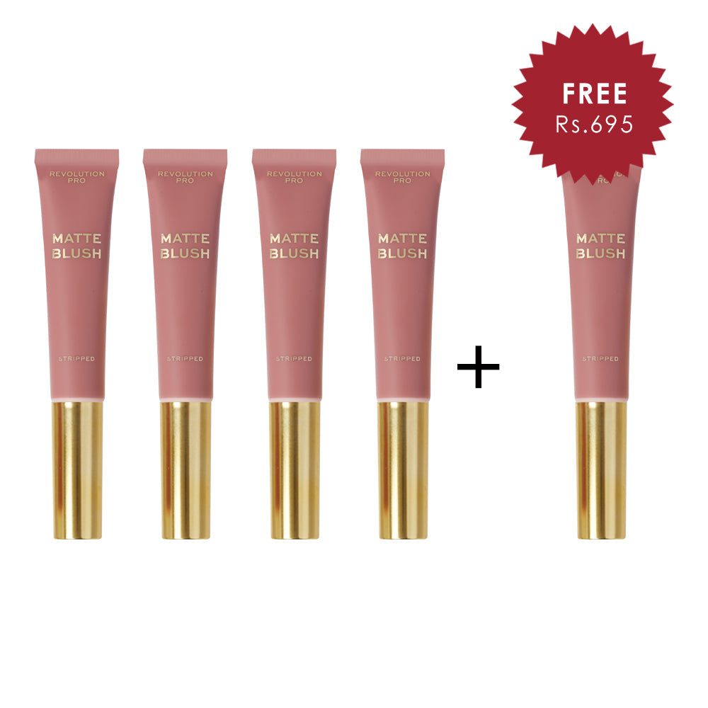 Revolution Pro Iconic Matte Cream Blush Wand Stripped Pink 4pc Set + 1 Full Size Product Worth 25% Value Free