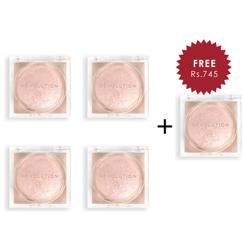 Makeup Revolution Beam Bright Highlighter Rose Lustre 4pc Set + 1 Full Size Product Worth 25% Value Free