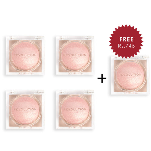 Makeup Revolution Beam Bright Highlighter Pink Seduction 4pc Set + 1 Full Size Product Worth 25% Value Free