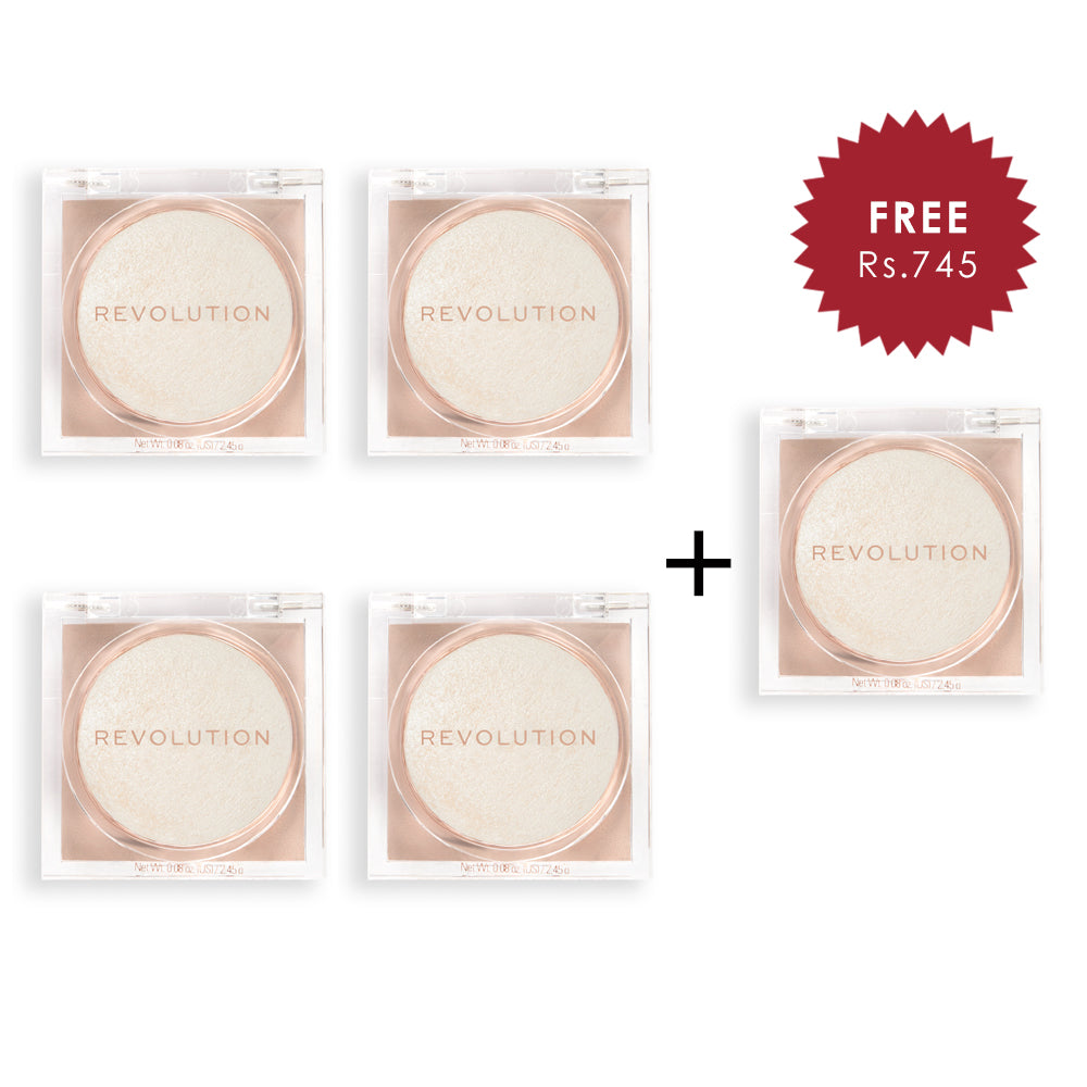 Makeup Revolution Beam Bright Highlighter Diamond Glow 4pc Set + 1 Full Size Product Worth 25% Value Free