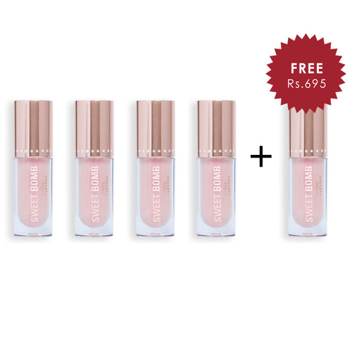 Makeup Revolution Y2K Baby Sweet Bomb Lip Gloss Vanilla Ice White Holo 4pc Set + 1 Full Size Product Worth 25% Value Free