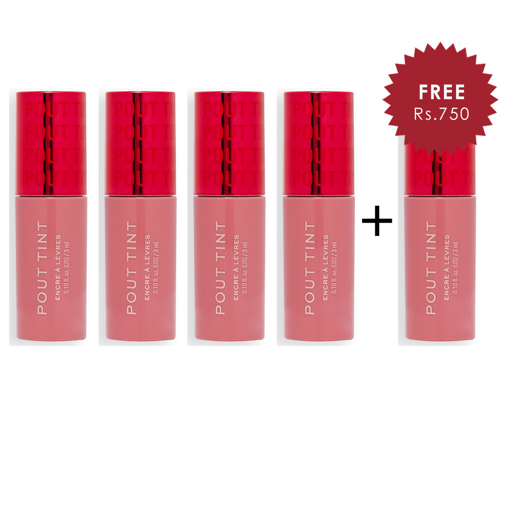 Makeup Revolution Pout Tint Sweet Pink 4pc Set + 1 Full Size Product Worth 25% Value Free