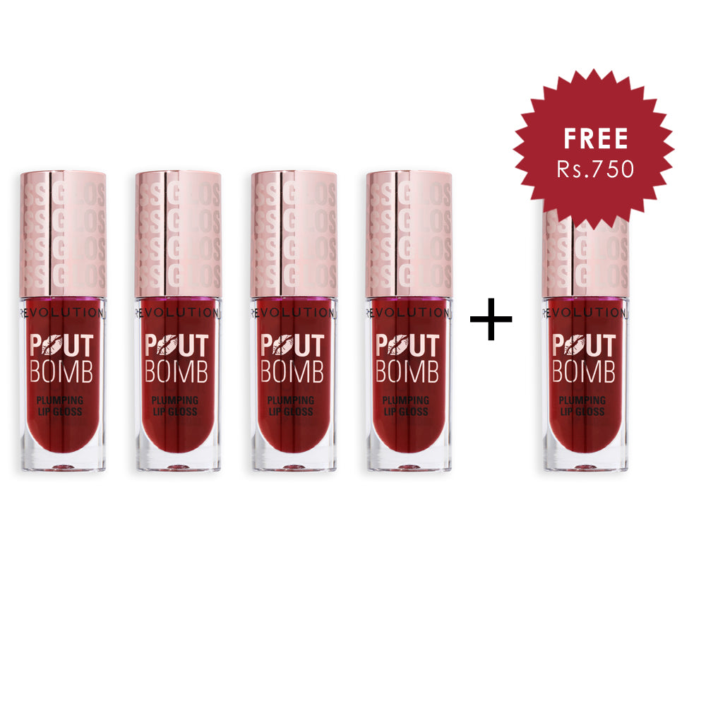 Revolution Pout Bomb Plumping Jelly Berry Mauve 4pc Set + 1 Full Size Product Worth 25% Value Free