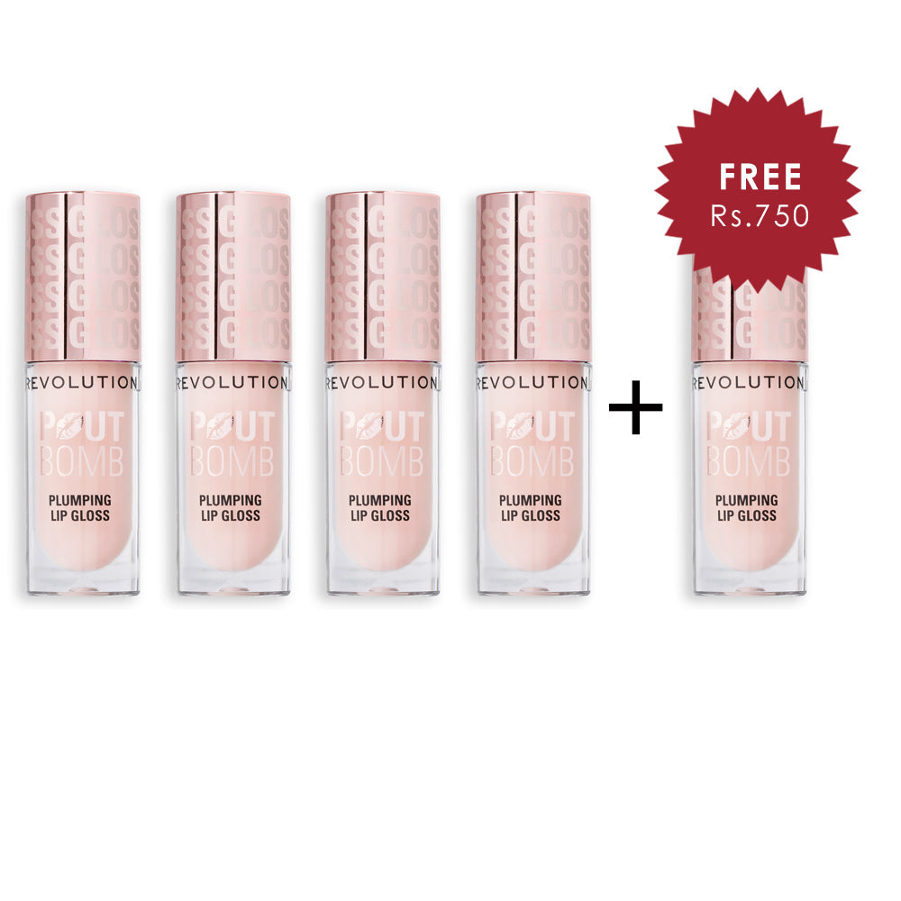 Revolution Pout Bomb Plumping Milky Sheer Holo 4pc Set + 1 Full Size Product Worth 25% Value Free