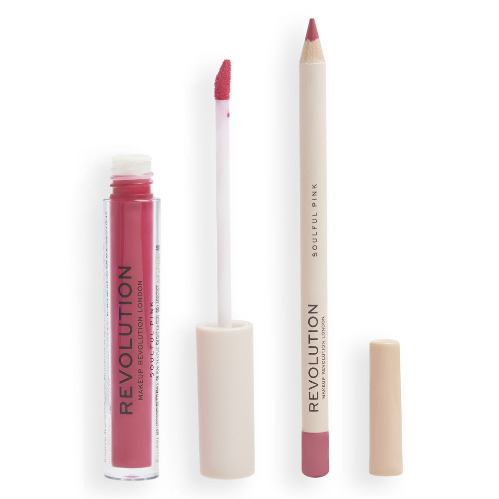 Makeup Revolution Lip Contour Kit Soulful Pink 4pc Set + 1 Full Size Product Worth 25% Value Free