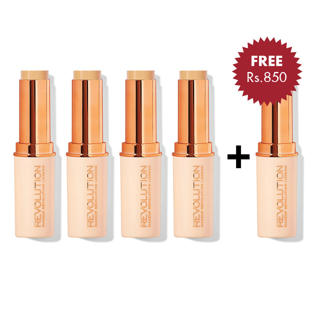 Makeup Revolution Fast Base Stick Foundation F6 4pc Set + 1 Full Size Product Worth 25% Value Free