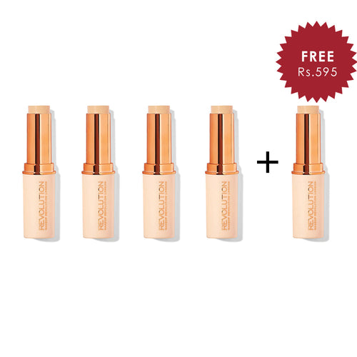 Makeup Revolution Fast Base Stick Foundation - F12 4pc Set + 1 Full Size Product Worth 25% Value Free