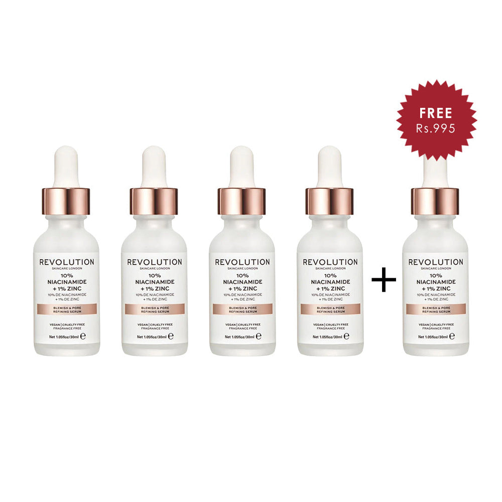 Revolution Skincare Blemish and Pore Refining Serum - 10% Niacinamide + 1% Zinc 4pc Set + 1 Full Size Product Worth 25% Value Free