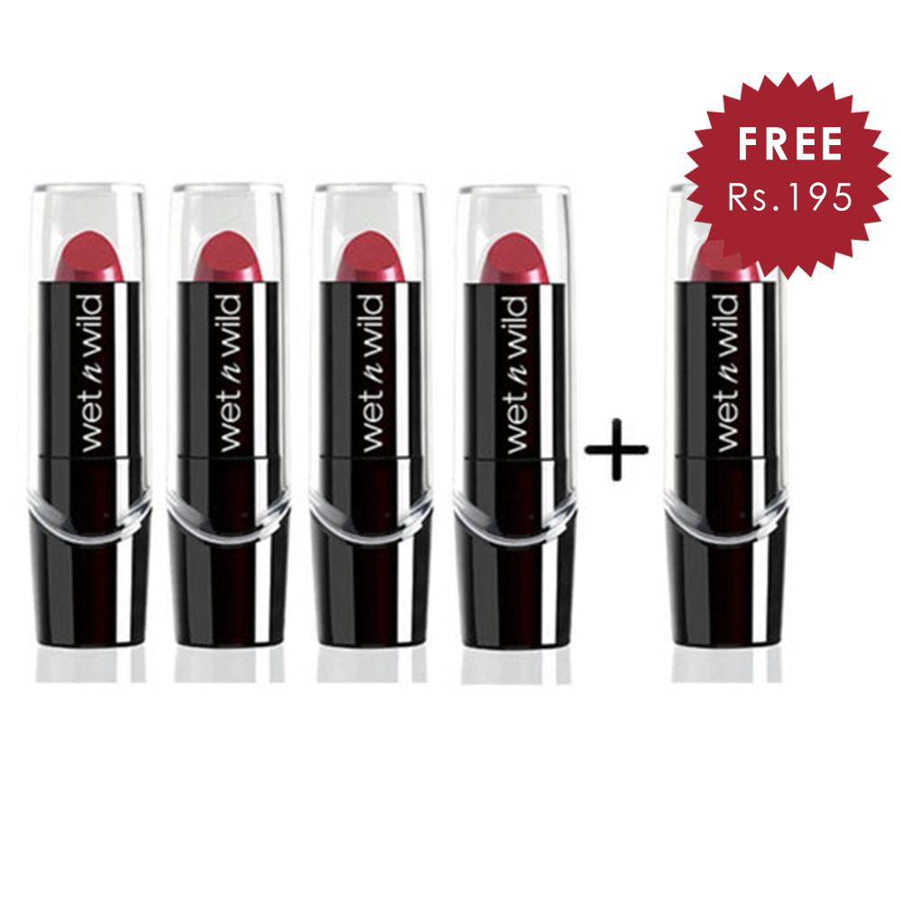 Wet N Wild Silk Finish Lipstick - Just Garnet 4pc Set + 1 Full Size Product Worth 25% Value Free