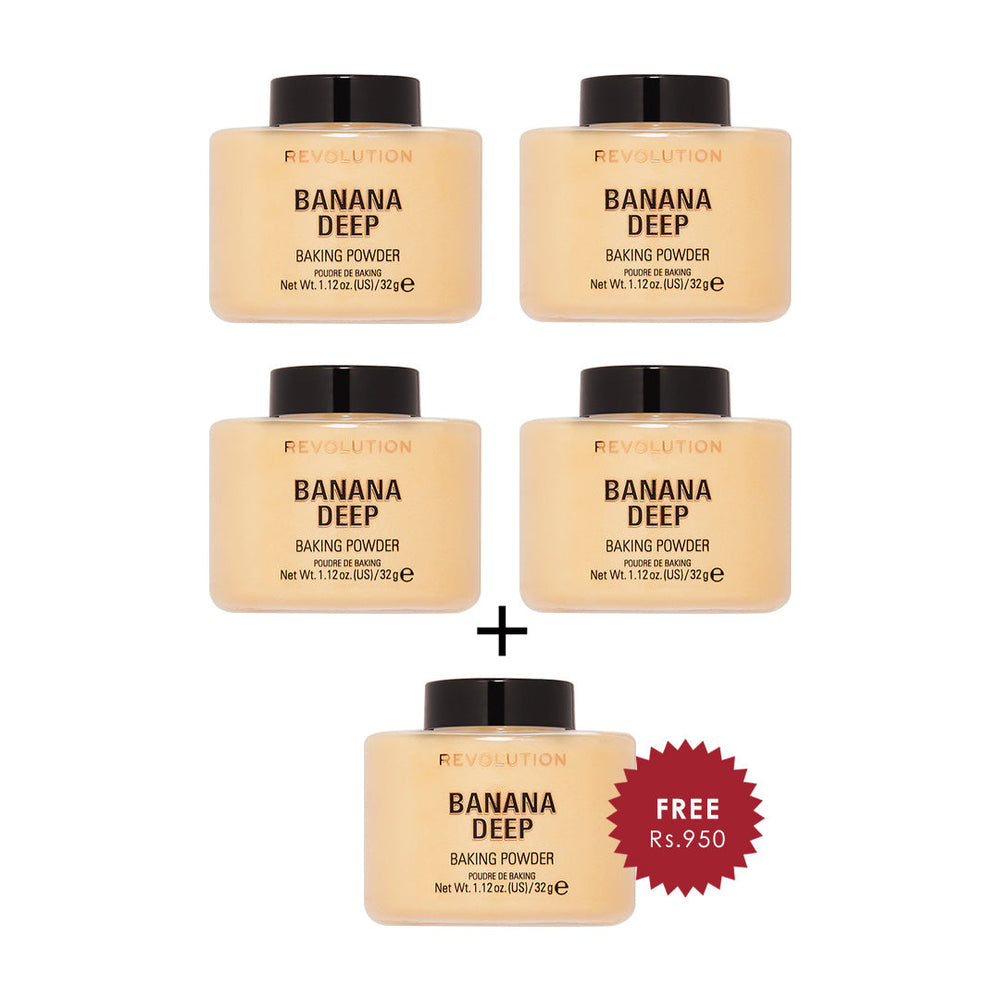 Revolution Loose Baking Powder Banana Deep 4pc Set + 1 Full Size Product Worth 25% Value Free