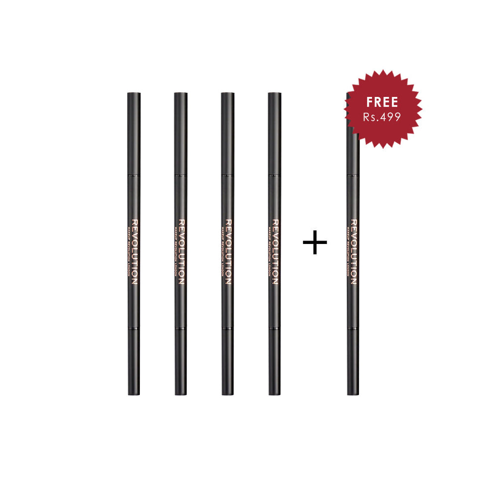 Revolution Precise Brow Pencil Medium Brown 4pc Set + 1 Full Size Product Worth 25% Value Free