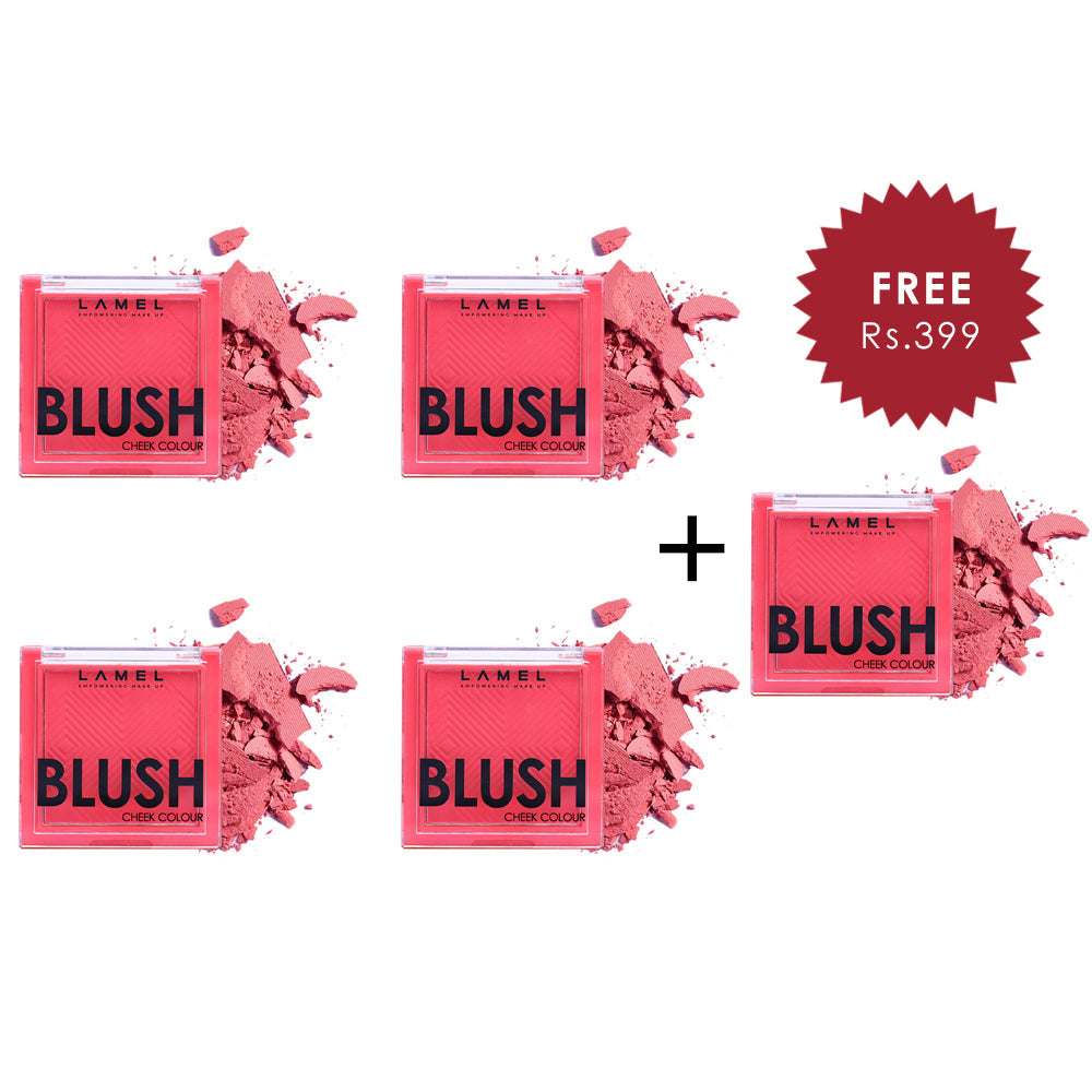 LAMEL Blush cheek colour №407 Apricot 4pc Set + 1 Full Size Product Worth 25% Value Free