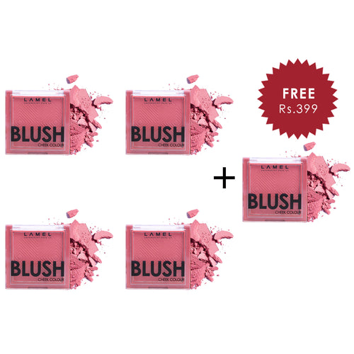 LAMEL Blush cheek colour №408 Plum 4pc Set + 1 Full Size Product Worth 25% Value Free