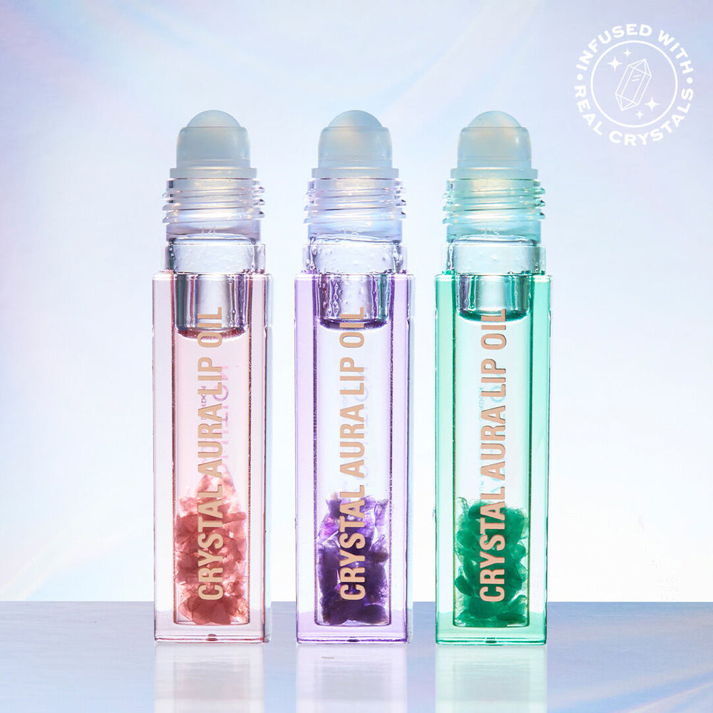 Makeup Revolution Crystal Aura Lip Oil Aventurine 4pc Set + 1 Full Size Product Worth 25% Value Free