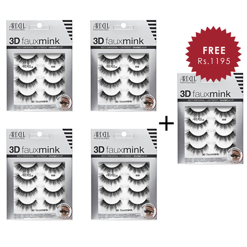 Ardell 3D Faux Mink 859 4 Pack 4pc Set + 1 Full Size Product Worth 25% Value Free