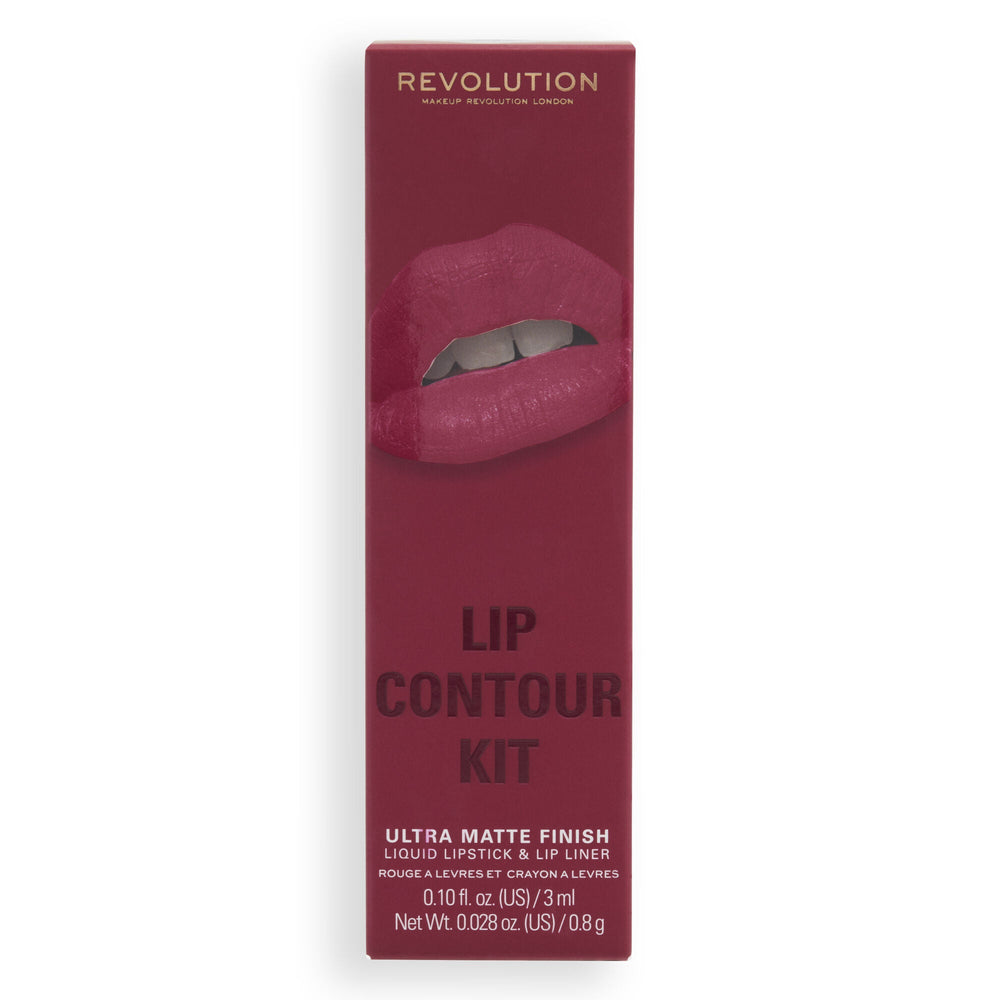 Makeup Revolution Lip Contour Kit Fierce Wine 4pc Set + 1 Full Size Product Worth 25% Value Free