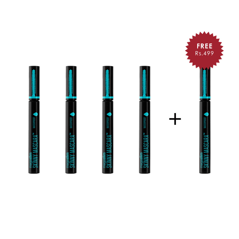 Wet N Wild Mega Slim Skiny Mascara - Black 4pc Set + 1 Full Size Product Worth 25% Value Free