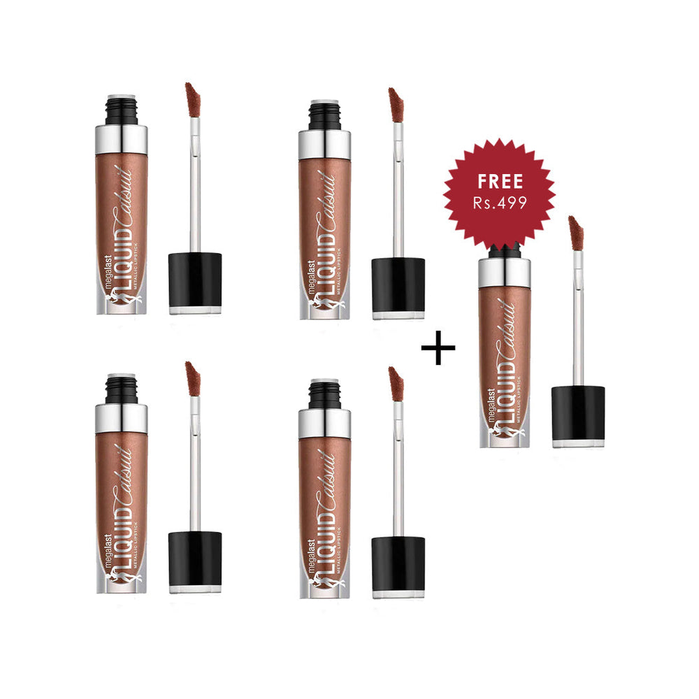 Wet N Wild Megalast Catsuit Liquid Lipstick - Honeyglaze 4pc Set + 1 Full Size Product Worth 25% Value Free