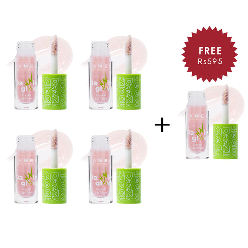 Lamel Crystal Lip Gloss Dazzle Glow 401-Blossom 4pc Set + 1 Full Size Product Worth 25% Value Free