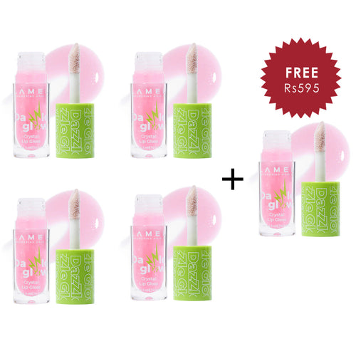 Lamel Crystal Lip Gloss Dazzle Glow 405-Cotton-Candy 4pc Set + 1 Full Size Product Worth 25% Value Free