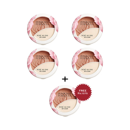 Physicians Formula Rosé All Day Set & Glow setting powder sunlit glow 4pc Set + 1 Full Size Product Worth 25% Value Free