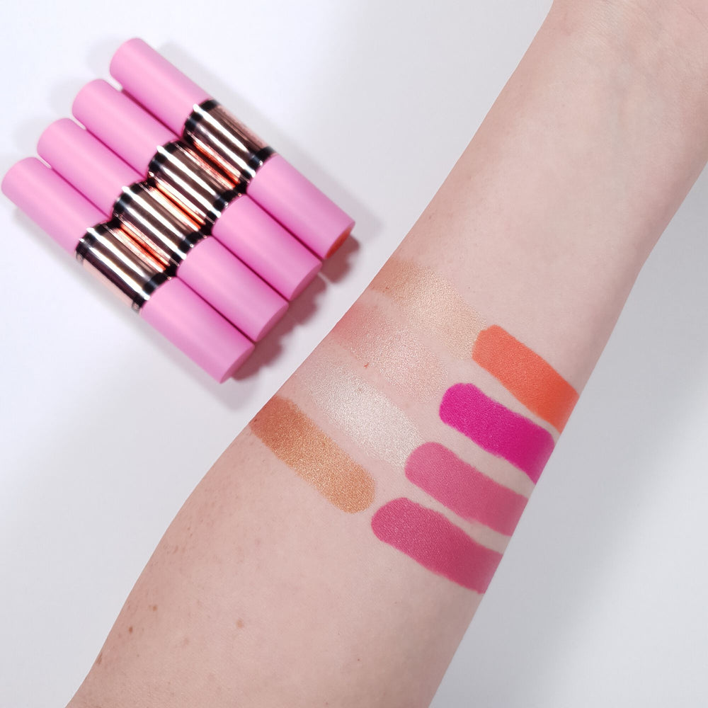 Makeup Revolution Blush & Highlight Stick Flushing Pink 4pc Set + 1 Full Size Product Worth 25% Value Free