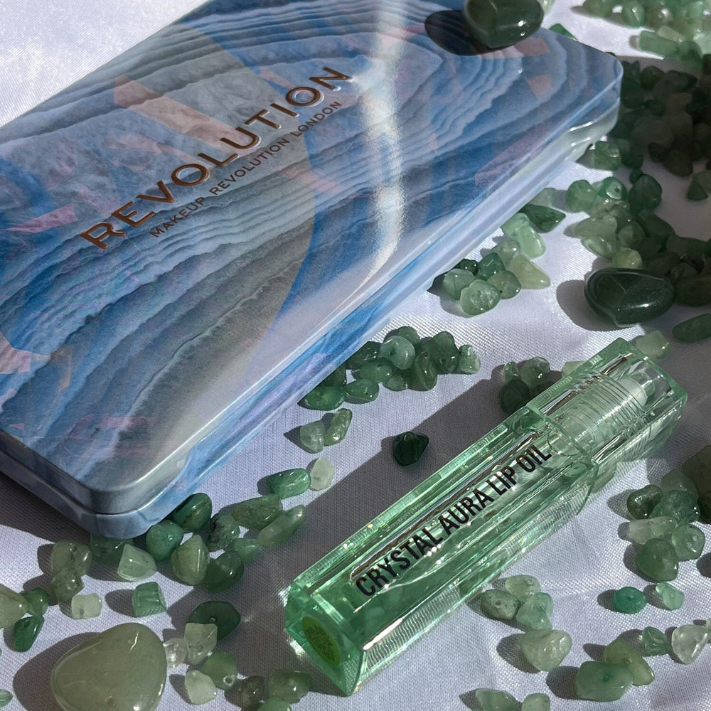 Makeup Revolution Crystal Aura Lip Oil Aventurine 4pc Set + 1 Full Size Product Worth 25% Value Free