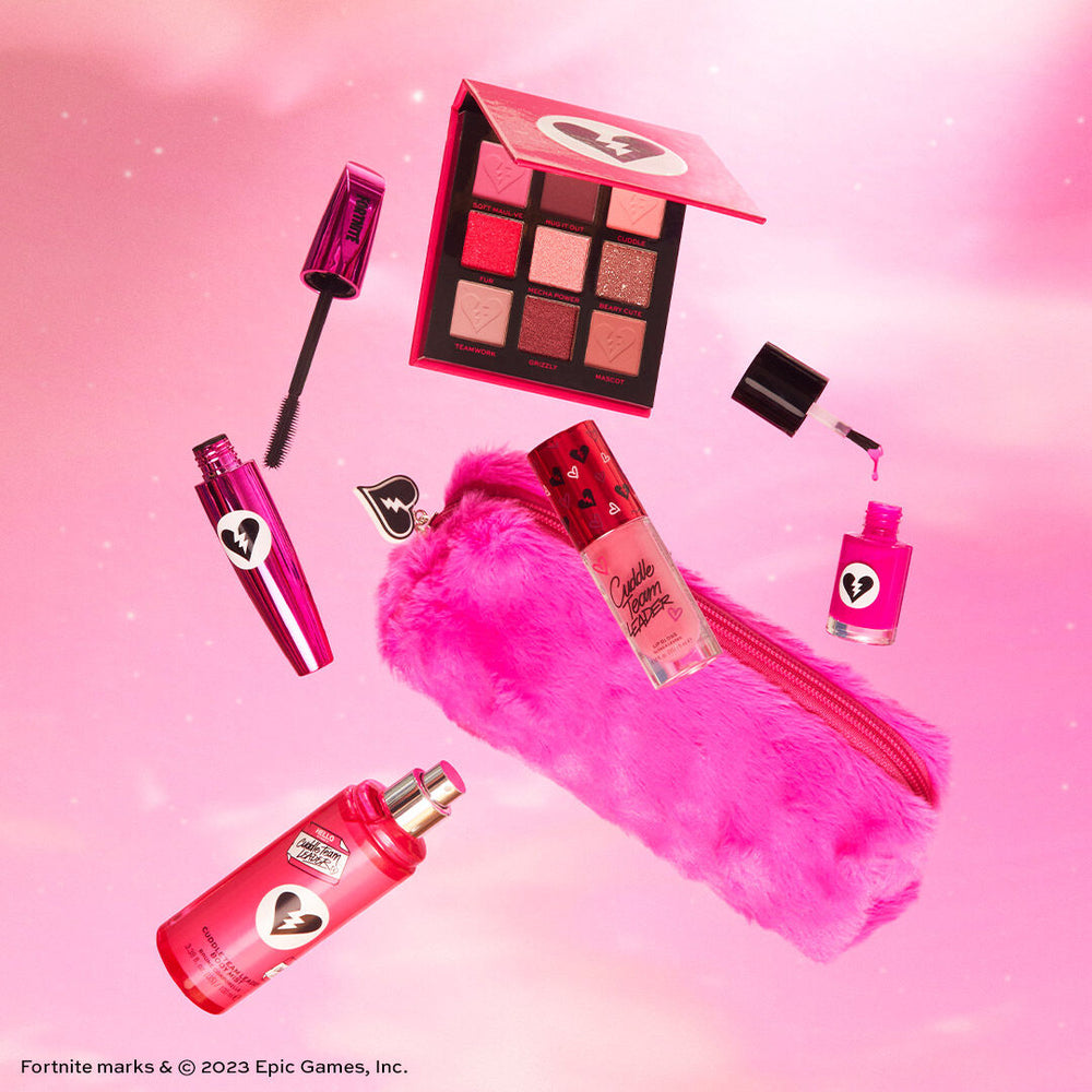 Makeup Revolution X Fortnite Cuddle Team Leader Pink Shimmer Lip Gloss 4pc Set + 1 Full Size Product Worth 25% Value Free