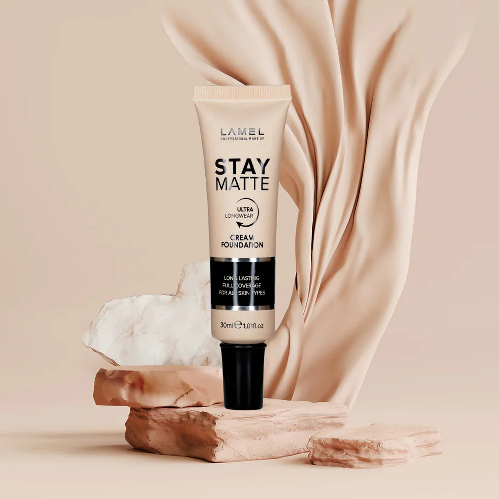 Lamel Foundation Stay Matte №404-Sandy 4pc Set + 1 Full Size Product Worth 25% Value Free