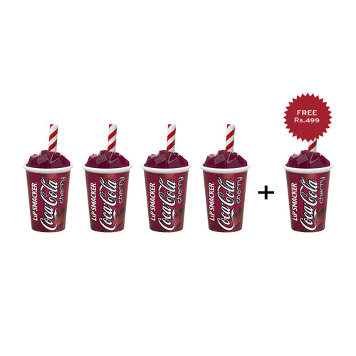 Lip Smacker Cherry Coke - Cup Lip Balm 4pc Set + 1 Full Size Product Worth 25% Value Free