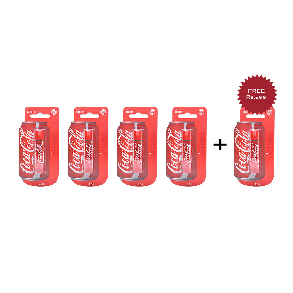 Lip Smacker Coca Cola Lip Balm 4pc Set + 1 Full Size Product Worth 25% Value Free