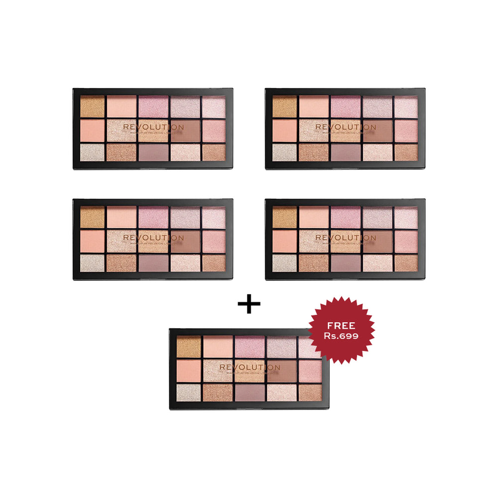 Makeup Revolution Reloaded Eyeshadow Palette Fundamental 4Pcs Set + 1 Full Size Product Worth 25% Value Free