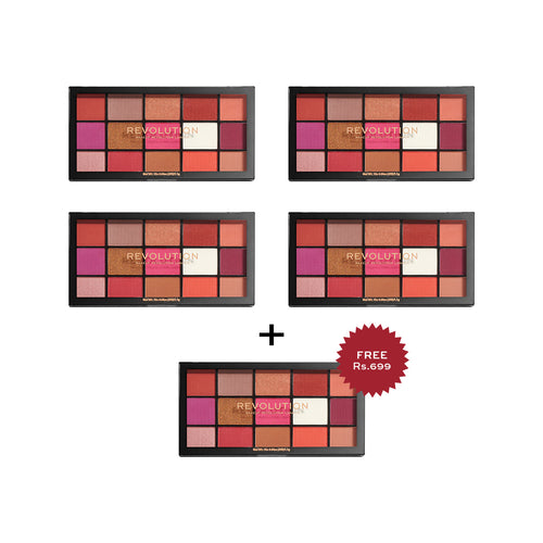 Makeup Revolution Reloaded Eyeshadow Palette Red Alert 4Pcs Set + 1 Full Size Product Worth 25% Value Free