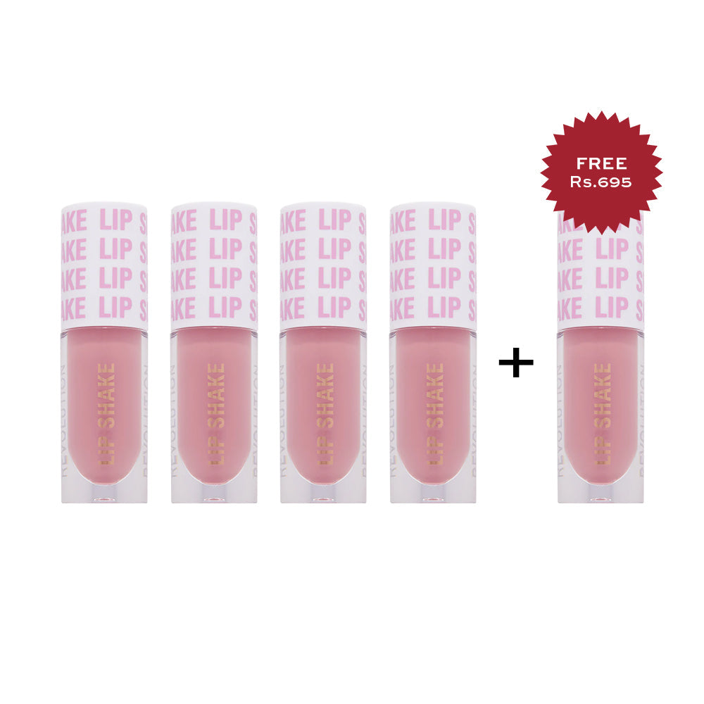 Revolution Lip Shake Sweet Pink 4pc Set + 1 Full Size Product Worth 25% Value Free