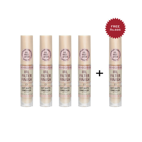 Makeup Revolution IRL Filter Finish Concealer C1 4pc Set + 1 Full Size Product Worth 25% Value Free