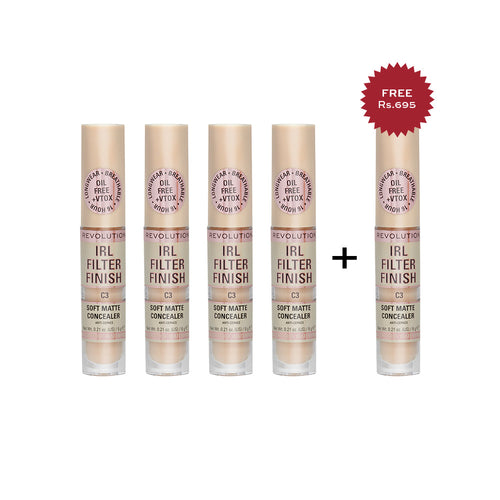 Makeup Revolution IRL Filter Finish Concealer C3 4pc Set + 1 Full Size Product Worth 25% Value Free