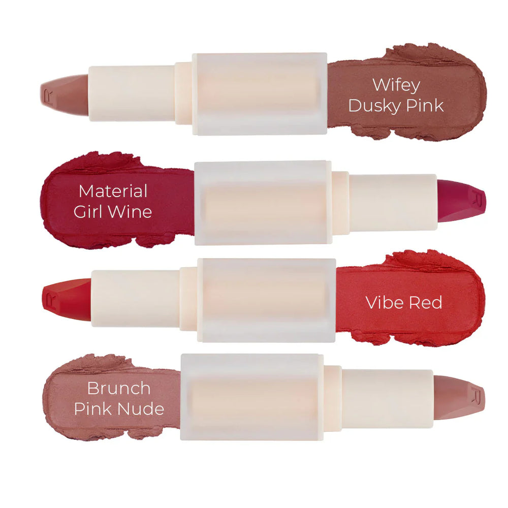 Makeup Revolution Lip Allure Soft Satin Lipstick Wifey Dusky Pink 4pc Set + 1 Full Size Product Worth 25% Value Free