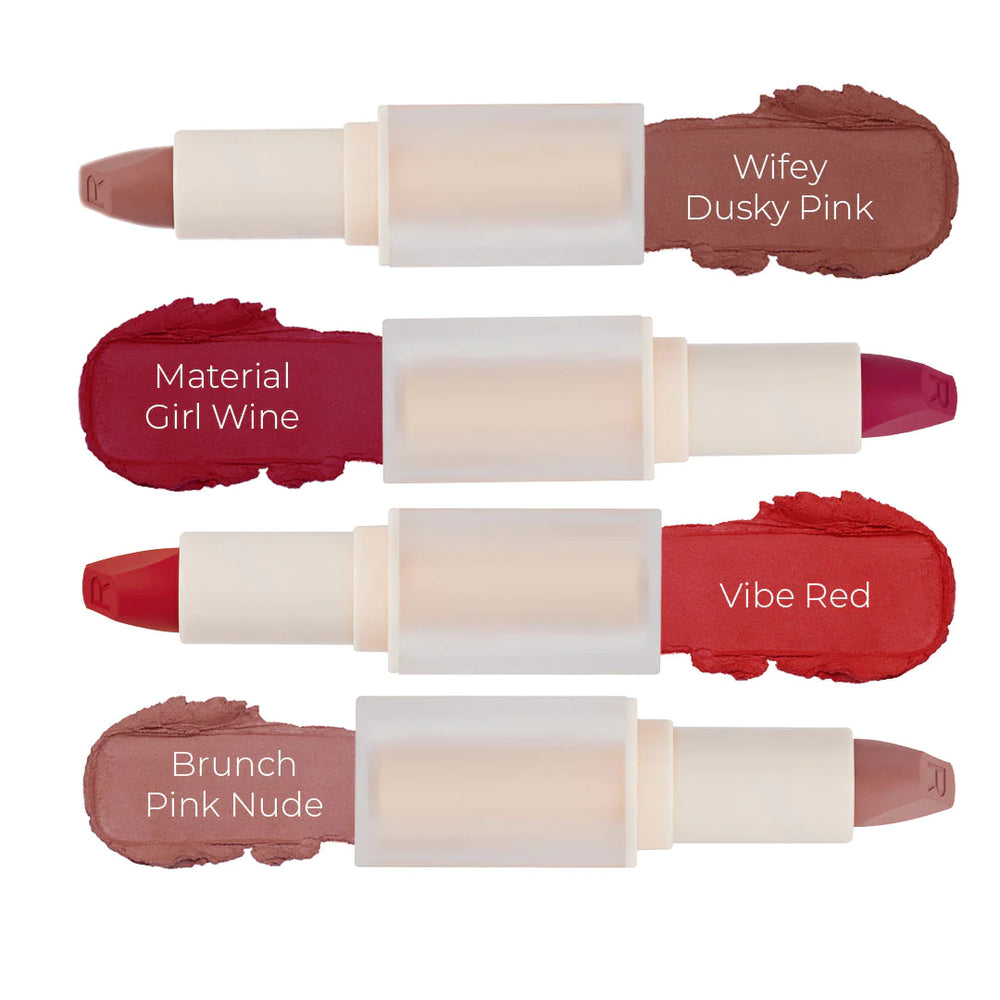 Makeup Revolution Lip Allure Soft Satin Lipstick Material Girl Wine 4pc Set + 1 Full Size Product Worth 25% Value Free