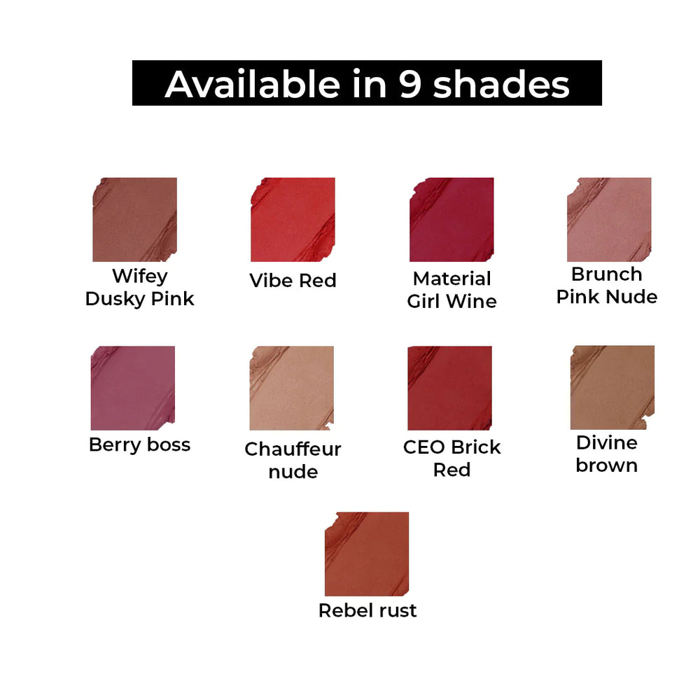 Makeup Revolution Lip Allure Soft Satin Lipstick Rebel Rust 4pc Set + 1 Full Size Product Worth 25% Value Free
