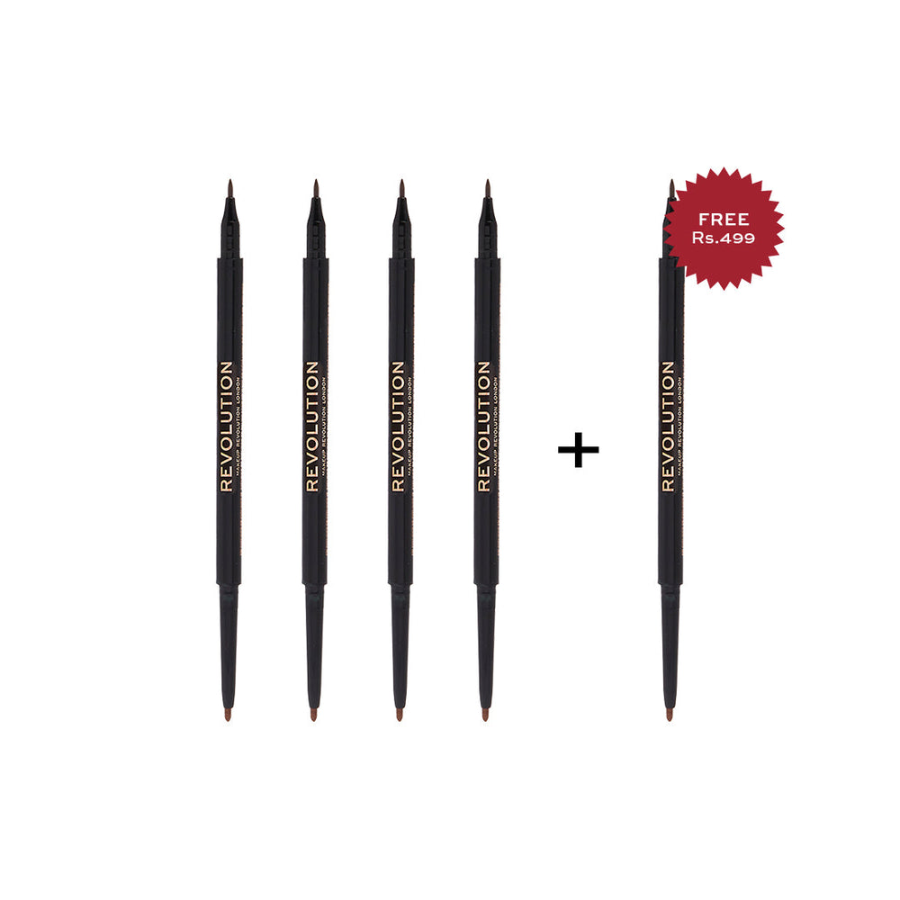 Makeup Revolution Felt & Kohl Eyeliner Brown 4pc Set + 1 Full Size Product Worth 25% Value Free